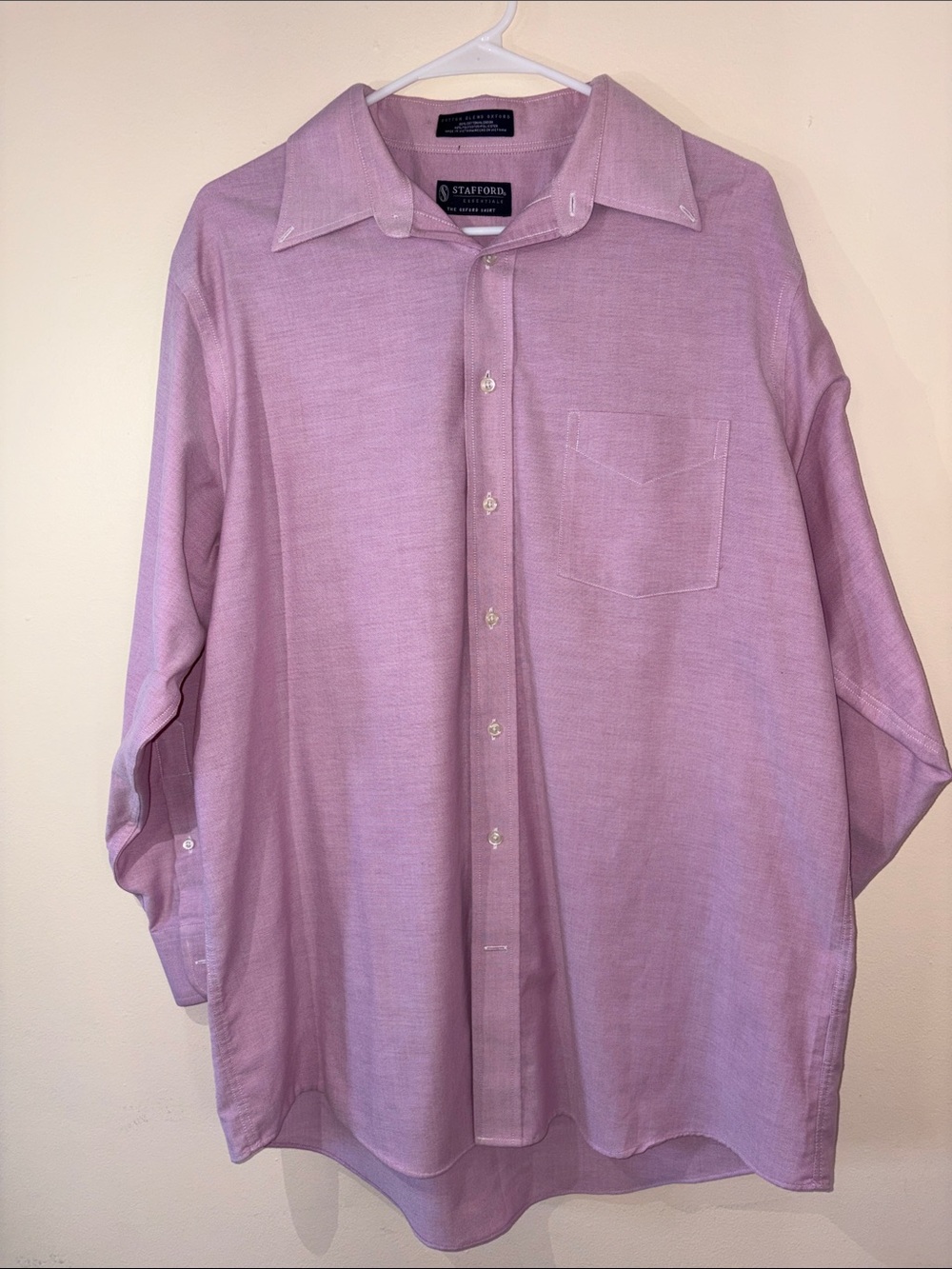 Stafford Men's Pink-Lavender Button-Up Dress Shirt
